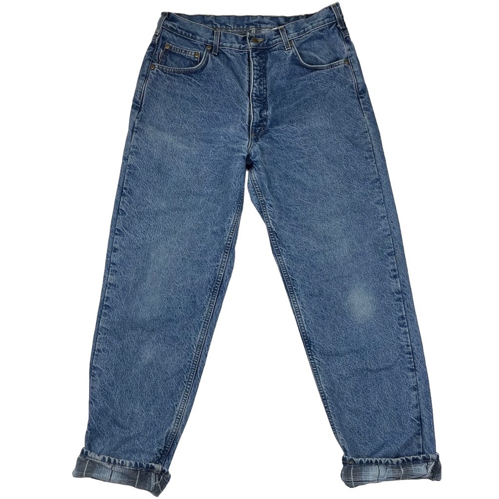 Carhartt Flannel Lined Acid Washed Denim Jeans Men’s Size 36x32